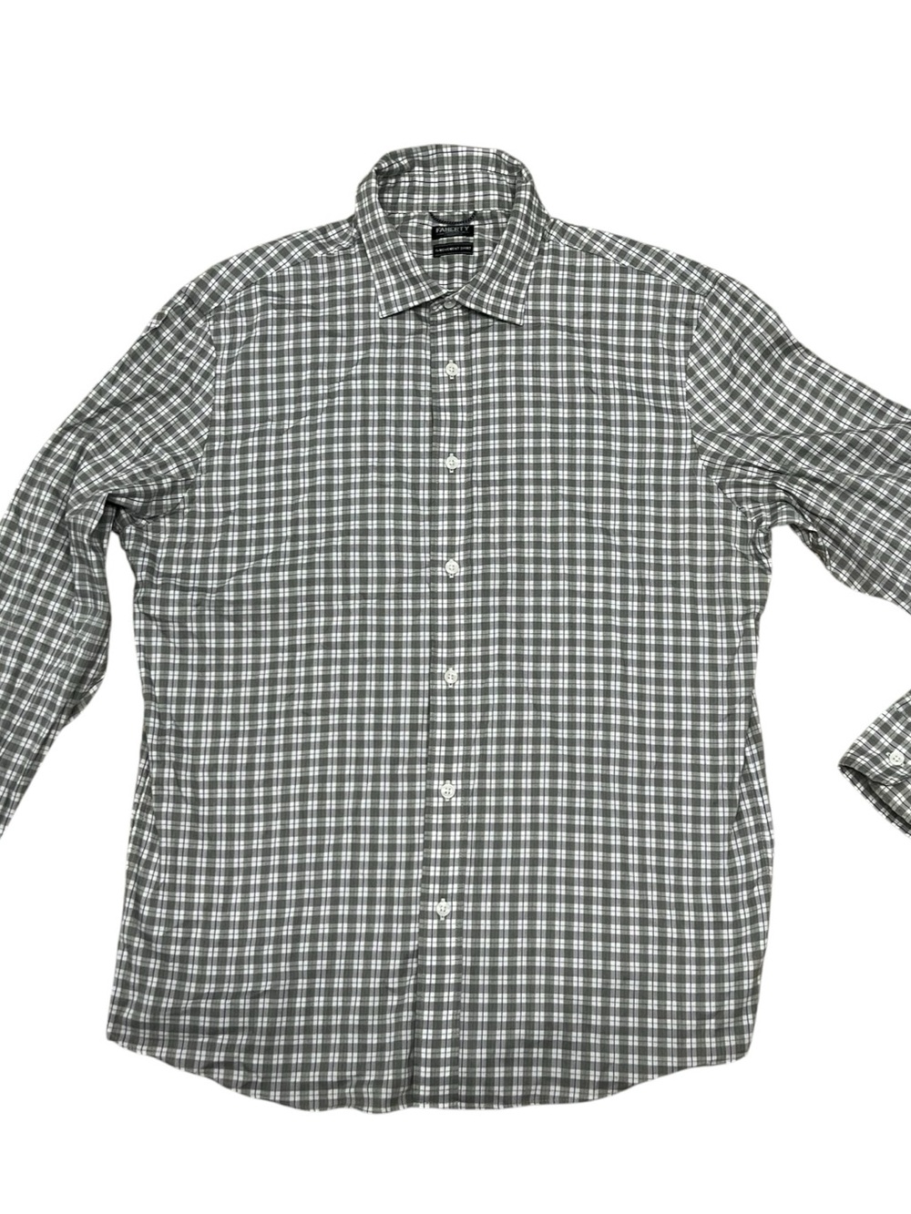 Faherty Green Grey Plaid Button-Down Shirt